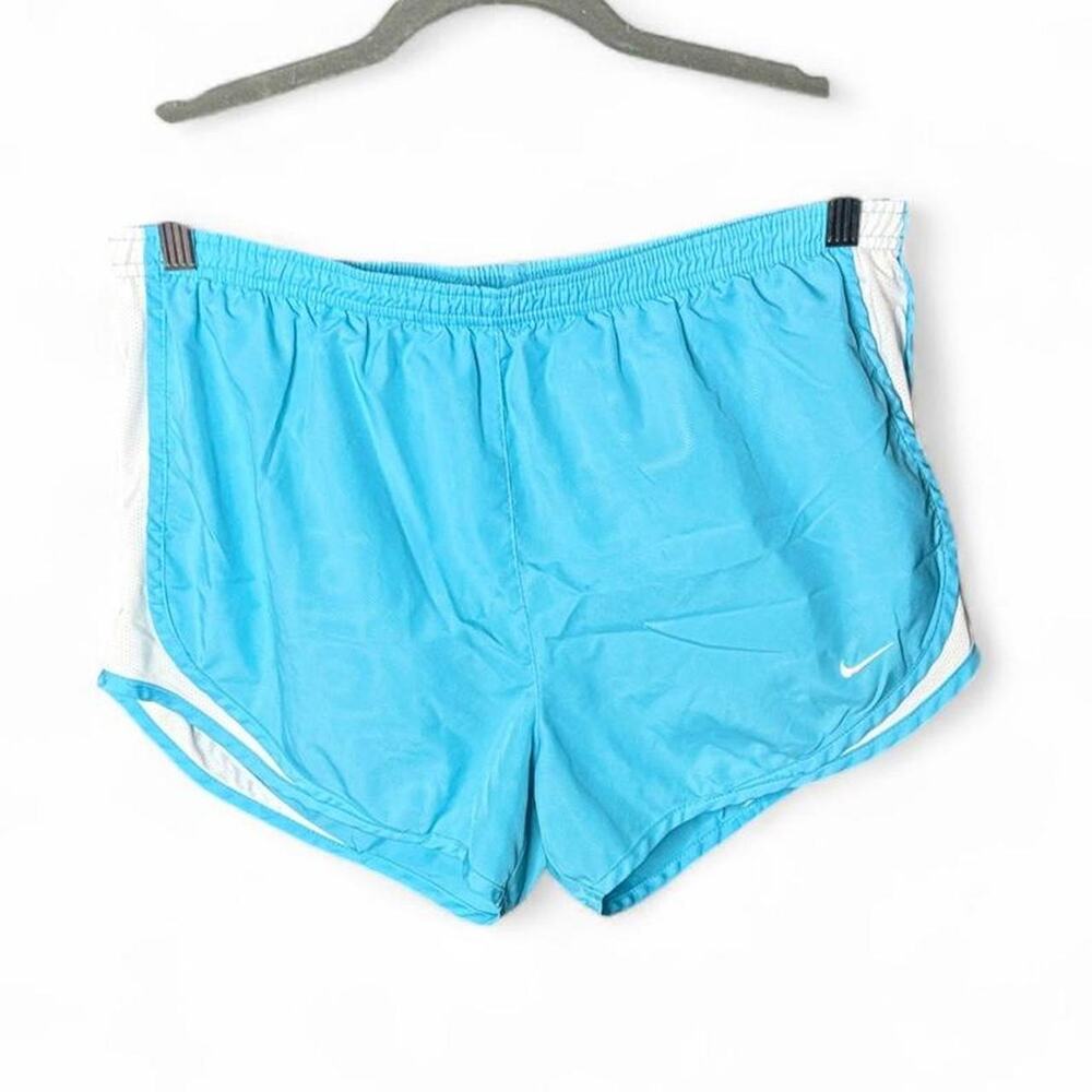 Nike Womens Dri-Fit Tempo Running Shorts Light Blue White Trim Size Medium